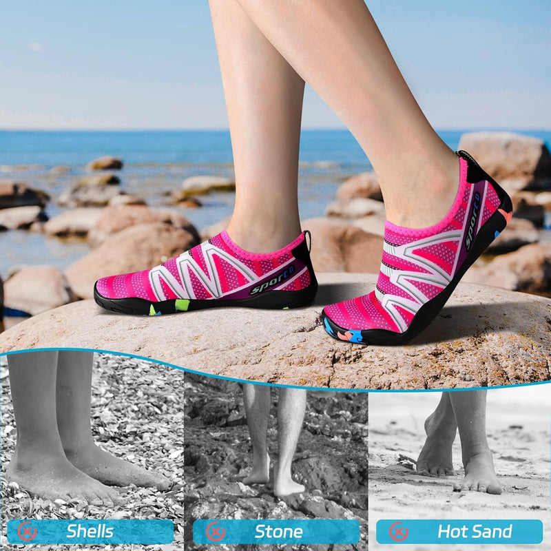 Water Shoes for Men Women, Swim Shoes Beach Pool Shoes Non-Slip Quick Dry Aqua Socks, Adult Barefoot Sports Shoes for Surf Water Yoga
