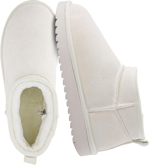 CUSHIONAIRE Hip womens Snow Boot - Genuine Off-White Suede
