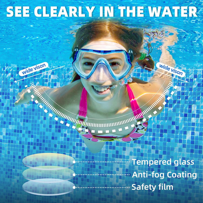Kids Swim Goggles Diving Mask with Nose Cover for Youth Anti-Fog Clear View