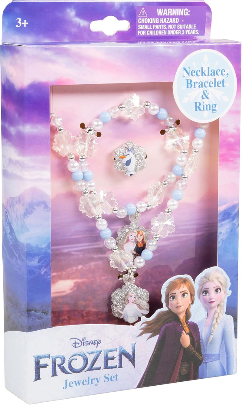 LUV HER Girls Jewelry Set - Dress Up 3 Piece Toy Jewelry Box Set with Bead Necklace, Bracelet, and Ring - Play Accessories - Ages 3+ - Frozen Anna and Elsa