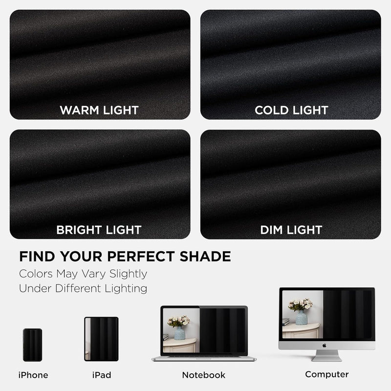 Joydeco Blackout Curtains 63 Inch Length 2 Panels Set, Thermal Insulated Long Curtains& Drapes 2 Burg, Room Darkening Grommet Curtains for Living Room Bedroom Window (W52 x L63 Inch, Black)