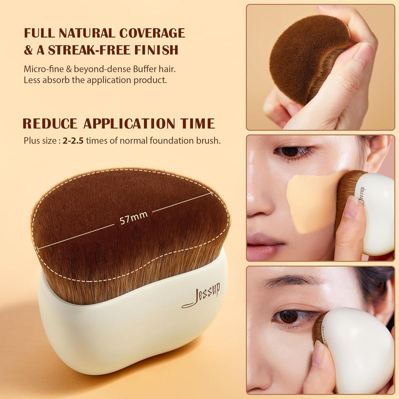 Jessup Makeup Brush Foundation Brush with Makeup Sponge 1pc Kabuki Brush for Liquid, Cream or Flawless Powder Cosmetics Face Boby Brush, T882