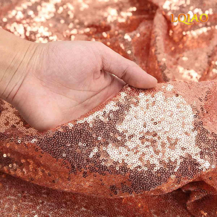LQIAO 2 Panels Light Gold Sequin Backdrop Glitter Fabric for Wedding Birthday Parties Shimmer Wall-2x8ft