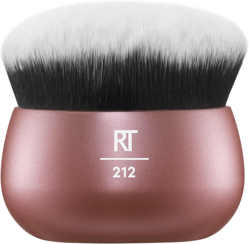 REAL TECHNIQUES Seamless Complexion Makeup Brush, Four Foundation, Primer, And Moisturizer, Makeup & Skincare Face Brush, Streakfree And Natural Finish, Orange, 1 Count
