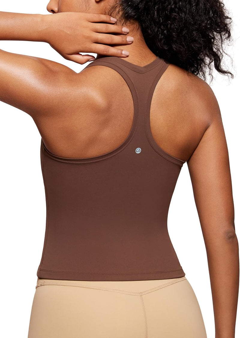 CRZ YOGA Butterluxe Workout Tank Tops for Women Built in Shelf Bras Padded - Racerback Athletic Spandex Yoga Camisole