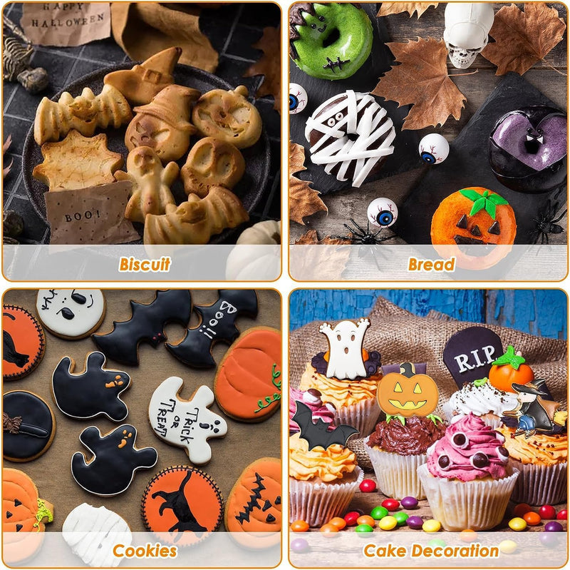 Christmas Cookie Cutters 12PCS Stainless Steel Baking Mould Kit Set, Pumpkin, Bat, Ghost, Cat, Witch shaped Halloween Party Supplies Decorations Treats