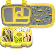 Bentgo Kids Prints Leak-Proof, 5-Compartment Bento-Style Kids Lunch Box - Ideal Portion Sizes for Ages 3 to 7 - BPA-Free, Dishwasher Safe, Food-Safe Materials (Dino Fossils) - Construction Trucks
