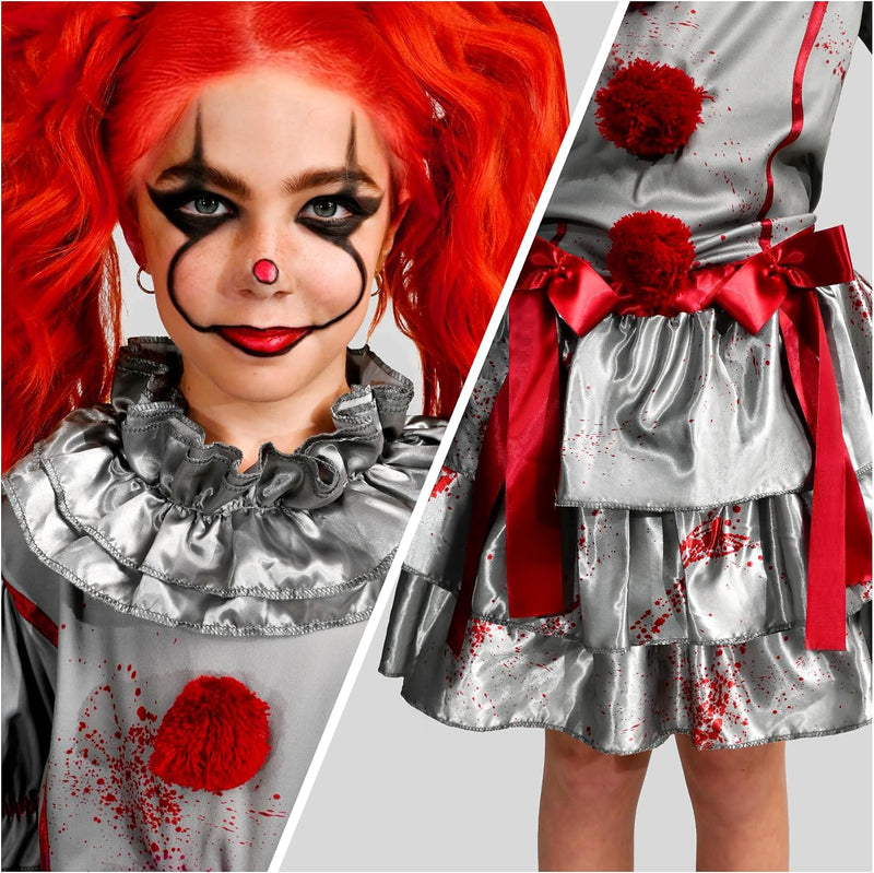 Spooktacular Creations Girls Clown Costume, Evil Clown Dress, Halloween Scary Jester Costume for Girls Halloween
