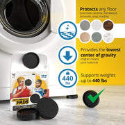 Silent Guys Matte Black Anti Vibration Pads for Washing Machine 4 pcs Anti Vibration Mat Washing Machine Mat Anti Vibration Pads for Washer Vibration Pad Rubber Mat for Washer and Dryer Washing