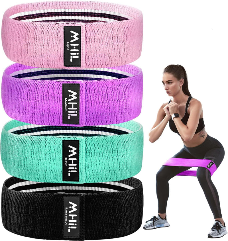Fabric Resistance Bands for Working Out - 5 Booty Bands for Women and Men, Best Exercise Band Workout Bands for Workout Legs Butt Glute Hip - Gym Loop Fitness Bands Set for Home with Training Guide - Pink, Purple, Aqua, Black