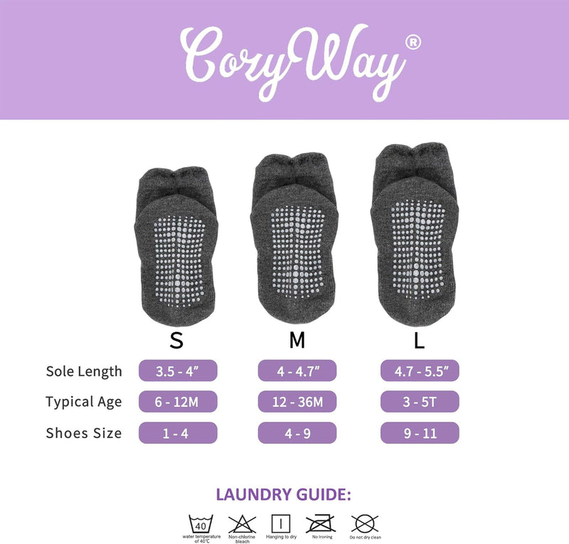 CozyWay Non-Slip Socks with Grippers - Ankle Style for Little Girls and Boys, Infants, Toddlers, Children
