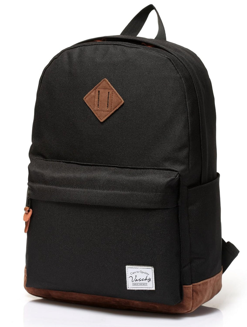 VASCHY Men's Backpack, Women's Waterproof School Bag, Boy Girl Computer 15.6 Inch Vintage for School, College, Work, Travel, Leisure
