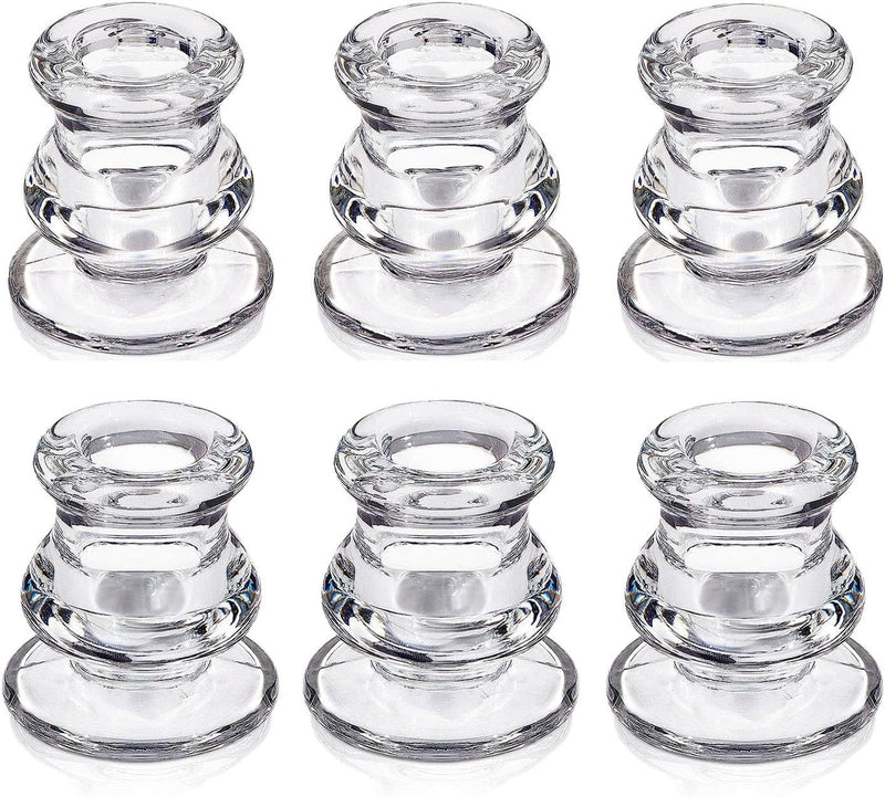 Angju Candlestick Holders Bulk - 4PCS Taper Candle Holders for Table Centerpiece - Thick Glass Candle Holders for Wedding, Party and Festival Decoration