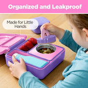 Box Bento Box for Kids - Insulated with Leak-proof Thermos Container - 3 Compartments, Two Temperature Zones Unicorn Pink