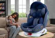 Nurtur Ultra Baby/Kids 4-in-1 Car Seat - 360 Rotation - ISOFIX 9-Level Adjustable Headrest and Canopy - 0 months to 12 years (Group 0+/1/2/3), Upto 36kg- Shiny Blue
