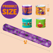 JOYIN Halloween Slap Bracelets Party Favors for Kids - 100 Pcs Friendship Bracelets Halloween Party Supplies and Decorations Snap Bracelets with Halloween Classies Pattern