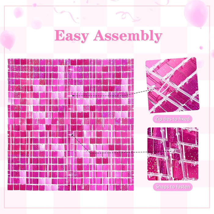 LuoluoHouse Shimmer Wall Panel Sequin Backdrop Panels 12 Packs-Iridescent Silver Backdrop for Graduation Anniversary Backdrop Wall Backdrops Engagement Decoration