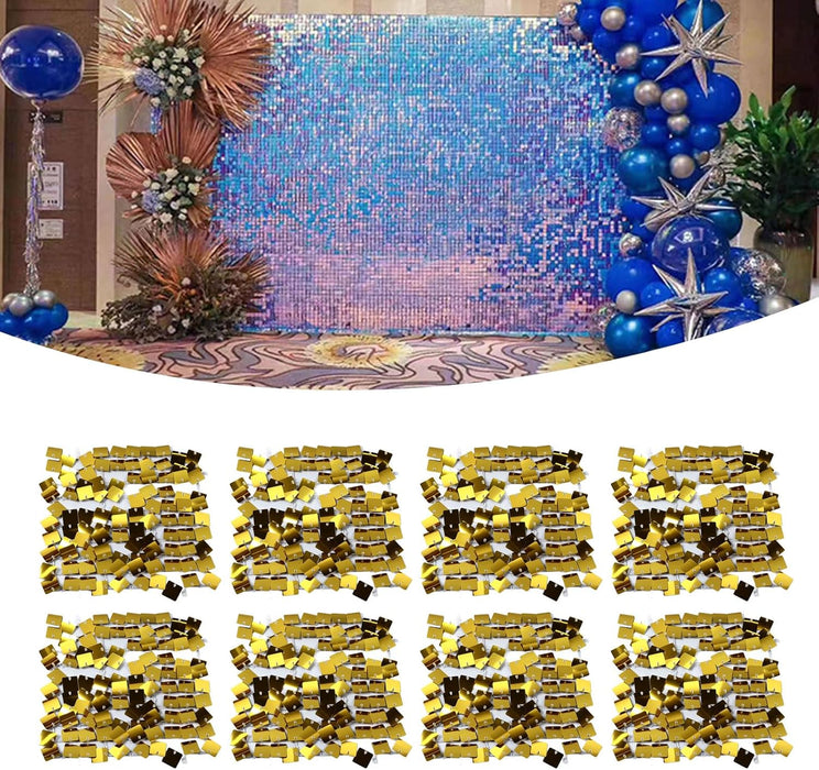 Generic 30 Pcs Light Gold Shimmer Wall Backdrop Panels, Sequins Backdrop Decoration Panels, for Bridal Shower Birthday Backdgrounds Advertising Rainbow Engagement, 30cm X 30cm (Square Shape Gold
