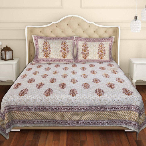 SUFAYA FAB Printed Indian Sanganer Cotton Premium Big Size Bedsheets for Modern Look(108x108) inches with Two Pillow (17x27) inches