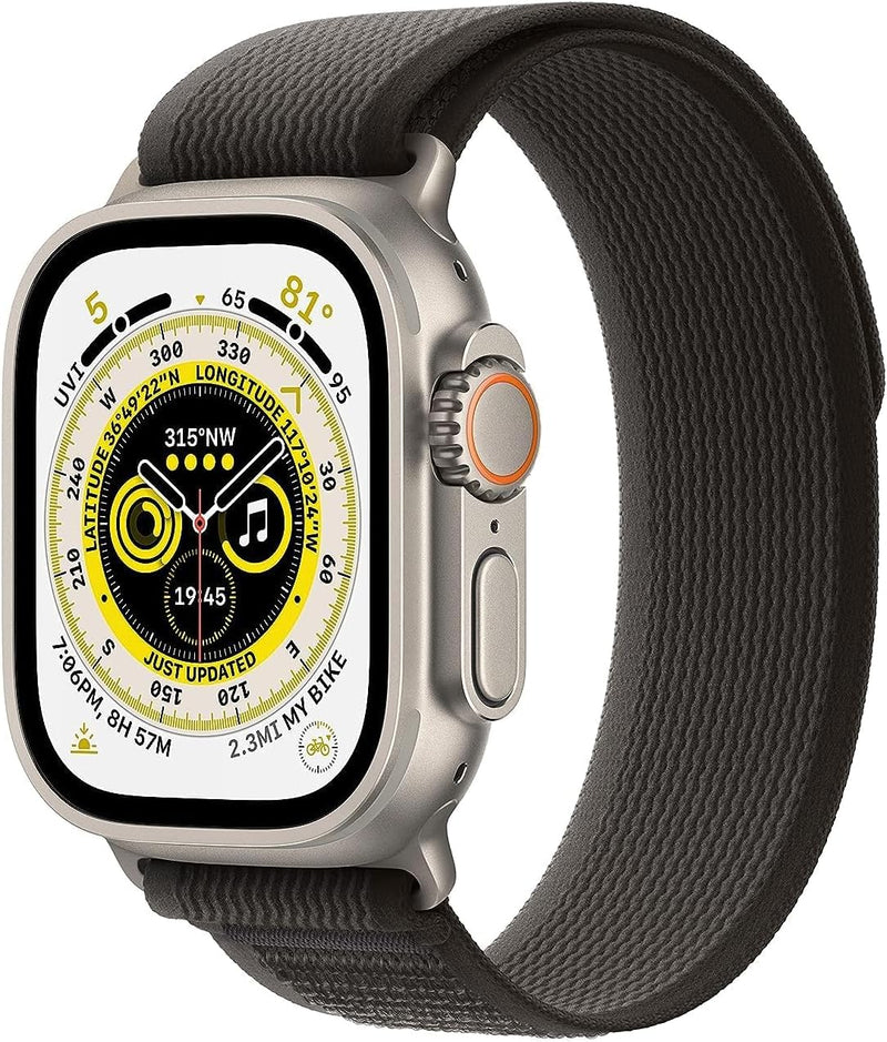 Apple (Refurbished) Watch Ultra (GPS + Cellular, 49mm) - Titanium Case with Black/Gray Trail Loop - S/M