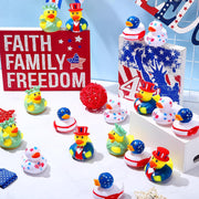 Jerify 96 Pcs 2 Inch Patriotic Rubber Ducks Summer Small Shower Float Rubber Ducks Star Rubber Ducky for Bath Birthday Gifts Baby Showers Beach Pool 4th of July Independence Day (Stylish)
