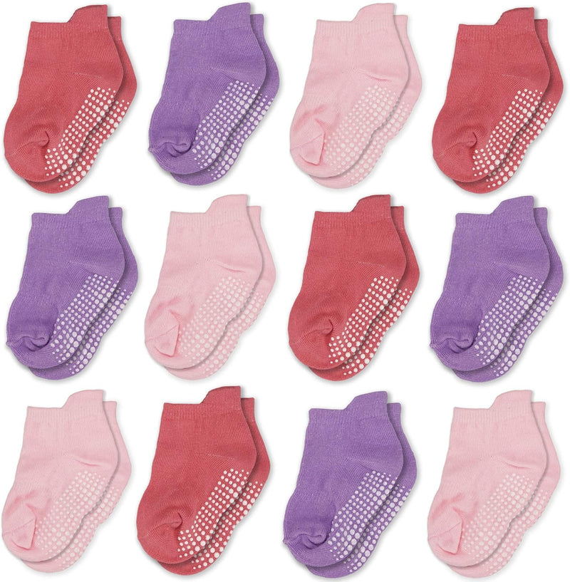 CozyWay Non-Slip Socks with Grippers - Ankle Style for Little Girls and Boys, Infants, Toddlers, Children