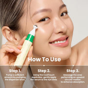 Vegan Collagen Eye Serum 10ml - K Beauty Triple Hyaluronic Acid & Peptide Collagen Serum for Skin Elasticity, Reduce Fine Lines & Dark Circles - Vegan Korean Skin Care Eye Cream - 0.33 fl. oz.