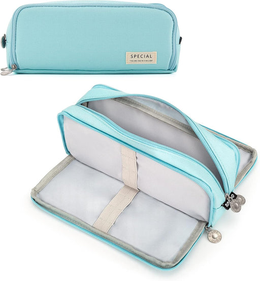Large 3-Tier Compartment Pencil Case - Portable Multifunctional Storage Suitable for Students, Children, Adults, Girls, Boys - Bright blue