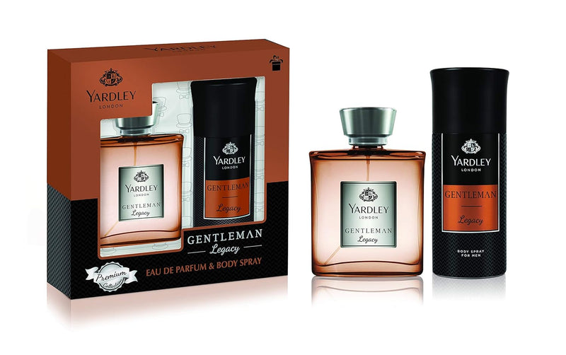 Yardley London Gentleman Legacy Perfumed Gift Set - Eau De Parfum 100ml + Body Spray 150ml Charismatic Masculine Fragrance With Oriental Woody Notes For Men