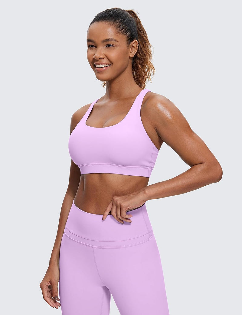 CRZ YOGA Women's Strappy Sports Bras Fitness Workout Padded Yoga Top Criss Cross Back Cami