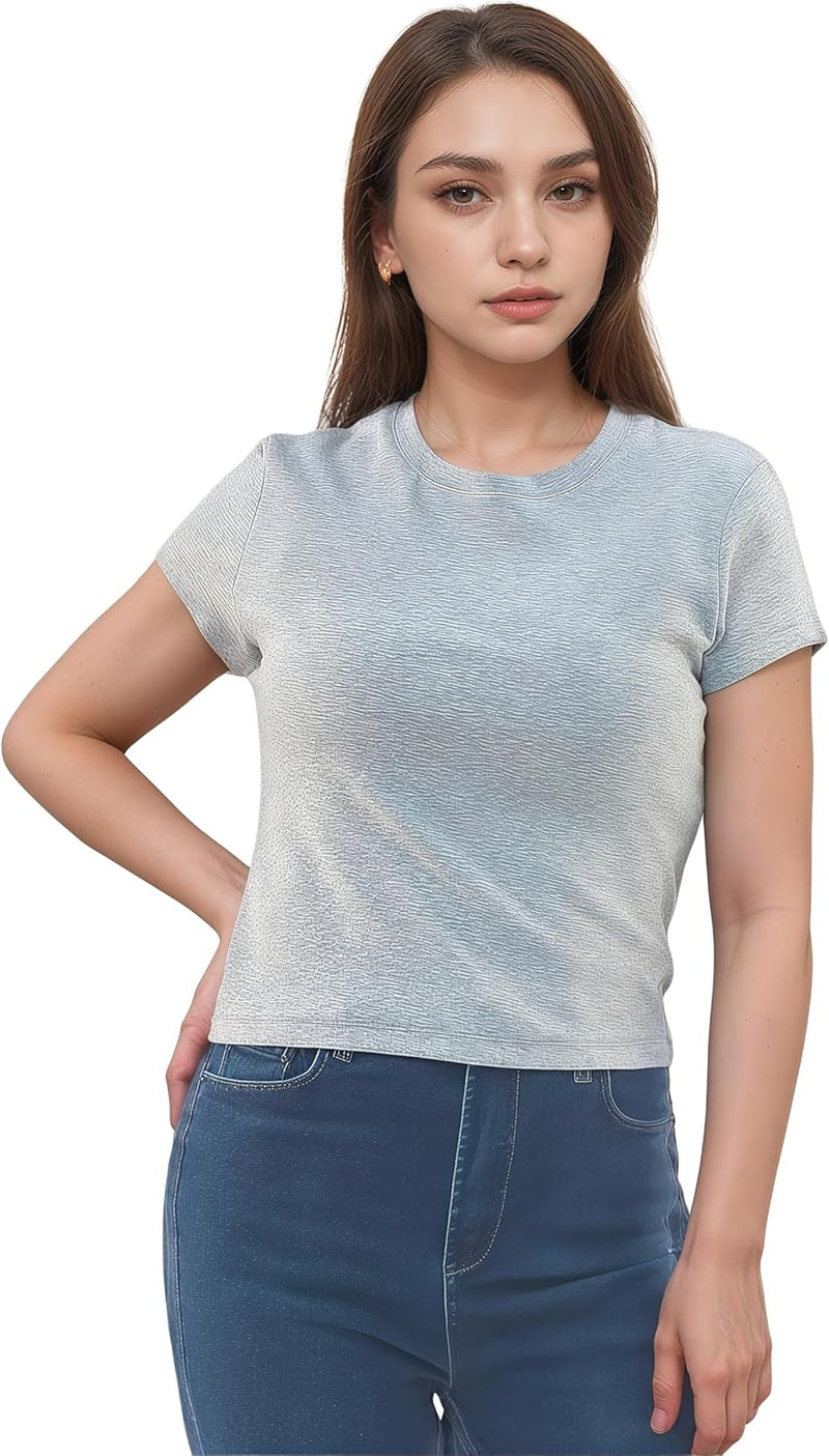 193298 Women's Slim Fit Half Sleeve T-Shirt - Grey