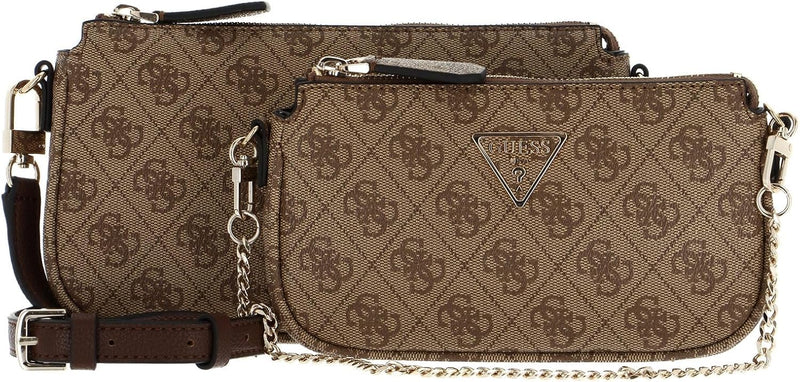 Womens Noelle Crossbody Double Pouch Handbag - Latte Logo/Brown