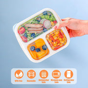 4 Pcs Stackable Wheat Straw PP 3-Compartment Bento Box, Meal Prep Container for School, Work, Travel, Freezer and Dishwasher Safe