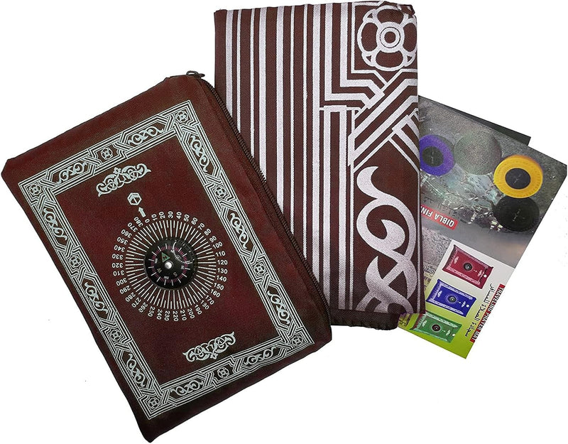 GOGO Al-Salat Travel Pocket Prayer Mat, Portable Muslim Rug, Water Proof, Foldable, Portable in Pouch (with Qibla Compass,Assorted)