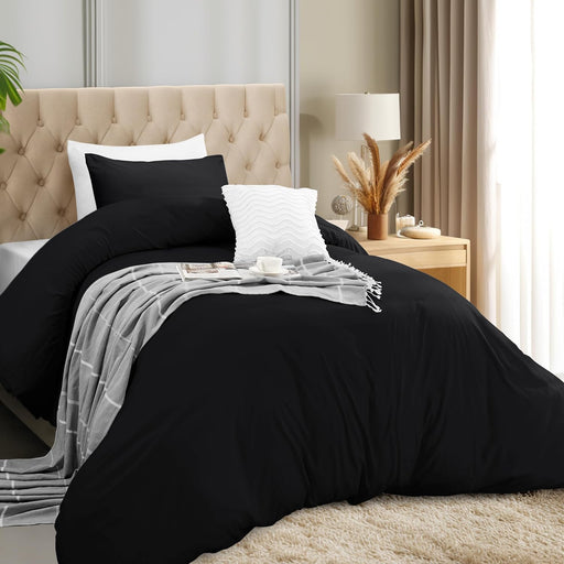 Utopia Bedding Duvet Cover Twin Size Set - 1 Duvet Cover with 1 Pillow Sham - 2 Pieces Comforter Cover with Zipper Closure - Ultra Soft Brushed Microfiber, 68 X 90 Inches (Twin/Twin XL, White) - Twin/Twin XL Black