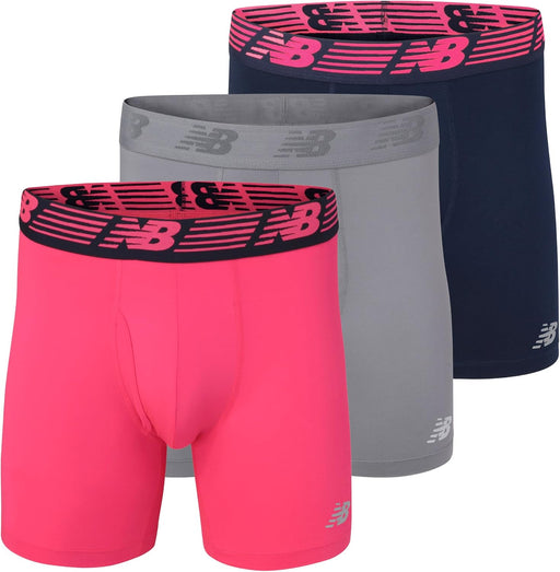 mens Nb3017-4 Performance 5 No Fly Boxer Briefs 4-Pack (pack of 4) - Pink Zing/Pigment/Steel
