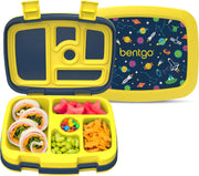 Bentgo Kids Prints Leak-Proof, 5-Compartment Bento-Style Kids Lunch Box - Ideal Portion Sizes for Ages 3 to 7 - BPA-Free, Dishwasher Safe, Food-Safe Materials (Dino Fossils) - Space