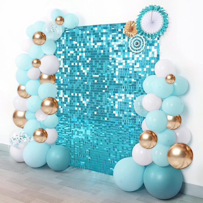 LuoluoHouse Shimmer Wall Panel Sequin Backdrop Panels 12 Packs-Iridescent Silver Backdrop for Graduation Anniversary Backdrop Wall Backdrops Engagement Decoration
