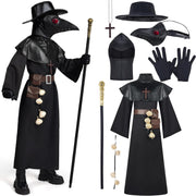 Spooktacular Creations Black Plague Doctor Costume Set, Halloween Costume with Beak Mask, Dr Outfit