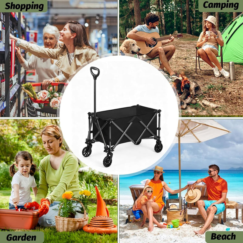 SKY-TOUCH Garden Cart Folding Trolley Cart Outdoor Wagon Collapsible with Removable Fabric Festival Garden Camping Picnic Cart Portable Transport Trailer