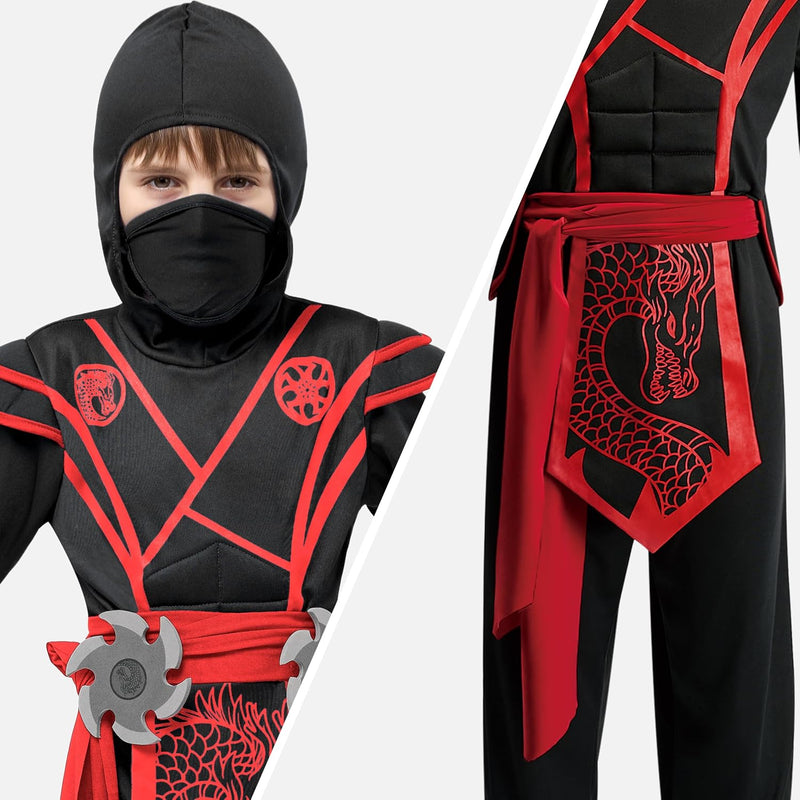 Spooktacular Creations Dragon Ninja Costume for Kids Halloween Party, Ninja Outfit Set, Carnival Costume Party