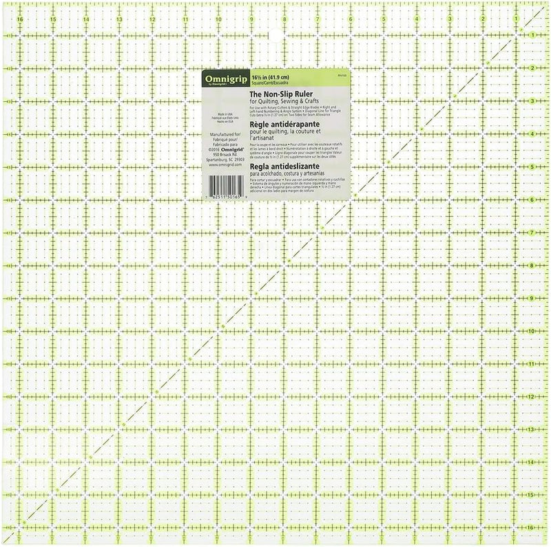 Omnigrid Non-Slip Ruler, 5" Square Sewing and Quilting Supplies - Square 16.5" x 16.5"