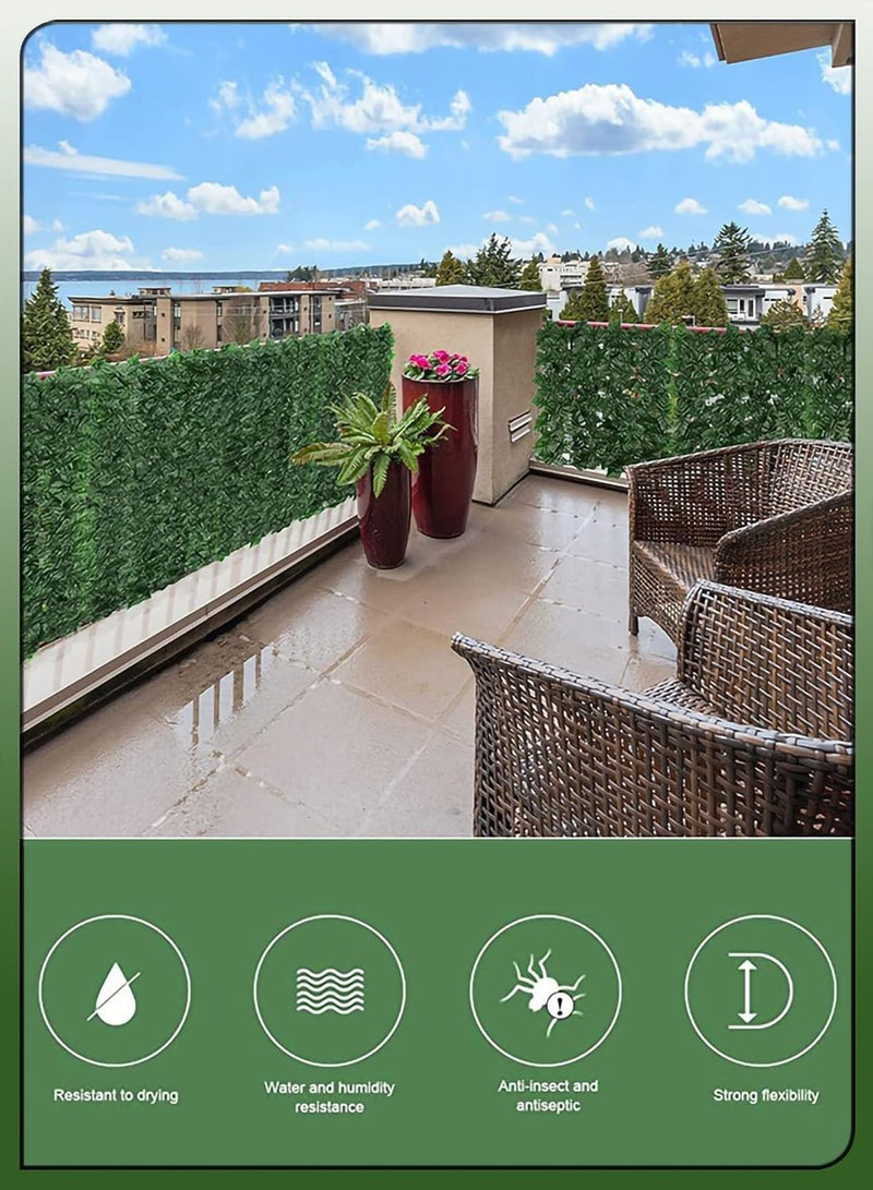 Toshionics 1x3 Meter Privacy Garden Fence Wall Artificial Plants Hedge Screening Roll Faux Ivy Leaf Vine Decoration For Backyard Outdoor UV Sunlight Protection In Garden Home Balcony Decor