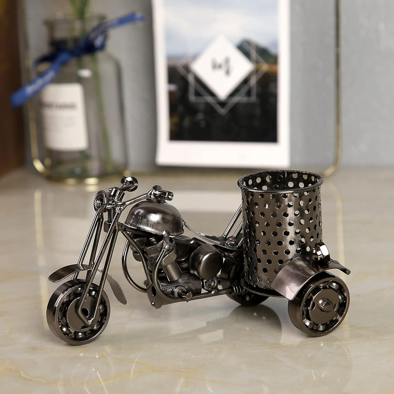 Teniusimall Pencil Holder For Desk, Harley The Motorcycle Loves Metal Pen Holder Creative Office Gift Cool Desk Decorative Accessories(Black)