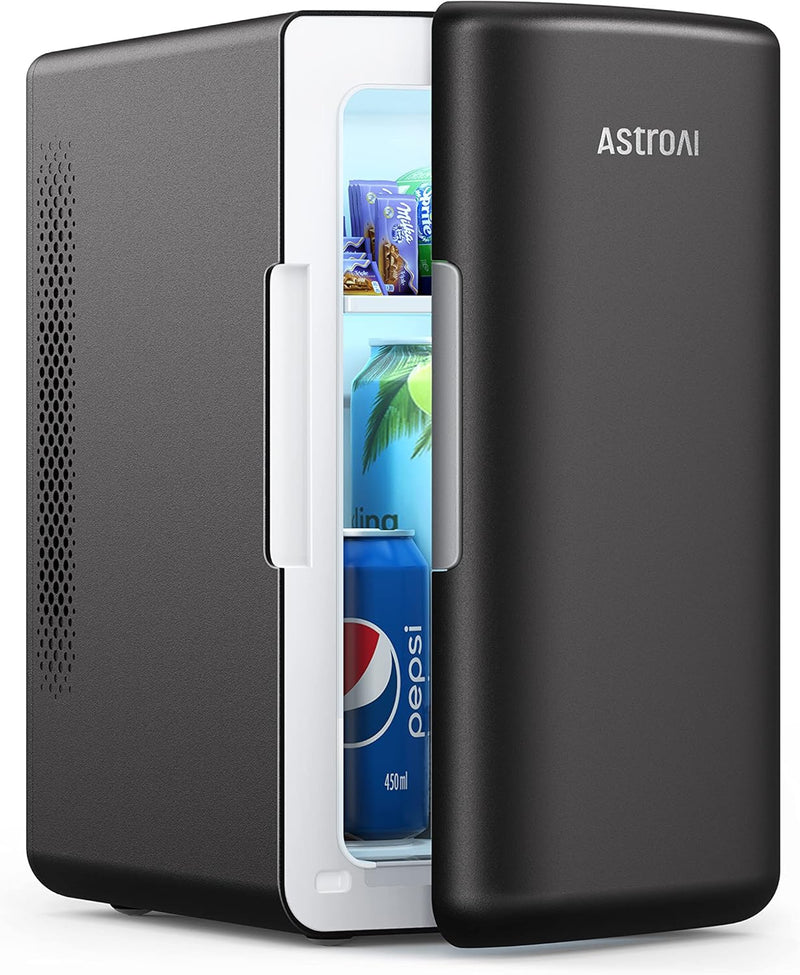 Mini Fridge 6 Litre / 8 Can Cooler and Warmer AC/DC Small Fridge for Bedrooms, Car, Drinks, Beauty, Skincare, Travel(Black) - Black