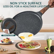 Crepe Pan, Nonstick Ceramic Dosa Tawa Pan for Pancake Omelette Tortilla Frying, Ergonomic Handle, 28 cm, Suitable for All Stoves Home Kitchen Cooking