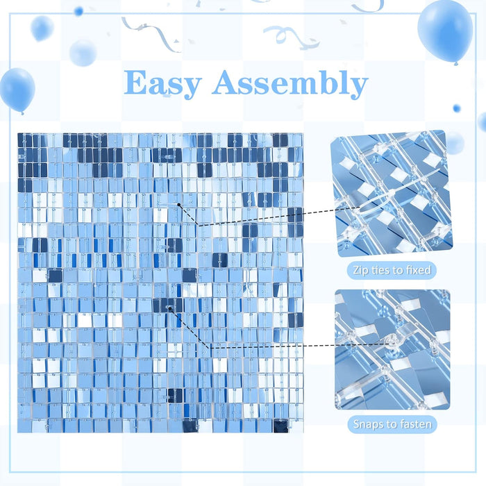 LuoluoHouse Shimmer Wall Panel Sequin Backdrop Panels 12 Packs-Iridescent Silver Backdrop for Graduation Anniversary Backdrop Wall Backdrops Engagement Decoration
