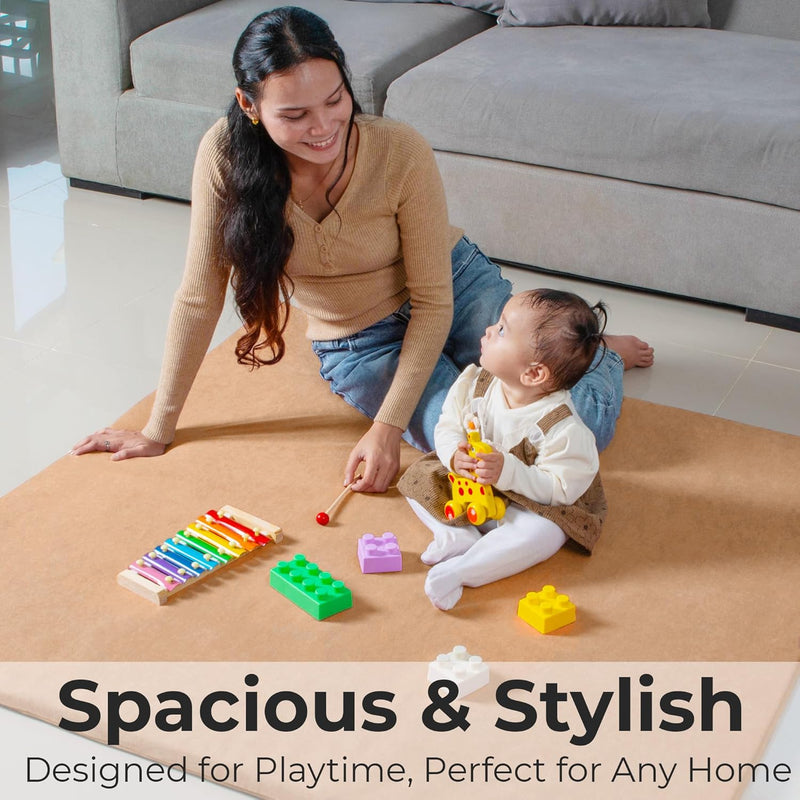 Primica Padded Play Mat for Baby - Large Soft Foam Mat for Floor with Plush Fabric - Safe, Comfortable & Durable Playmat for Babies & Toddlers - Easy to Clean