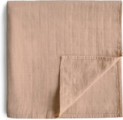 Organic Cotton Muslin Baby Blanket - Extra Soft Breathable Newborn Baby Blanket for Swaddling, Nursing & Cuddling - Pre-Washed for Delicate Skin Caramel Dots - Natural