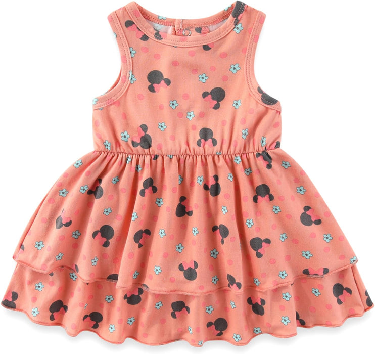 Disney Minnie Mouse Baby Girls 2 Pack Sleeveless Dress with Scrunchie for Infants
